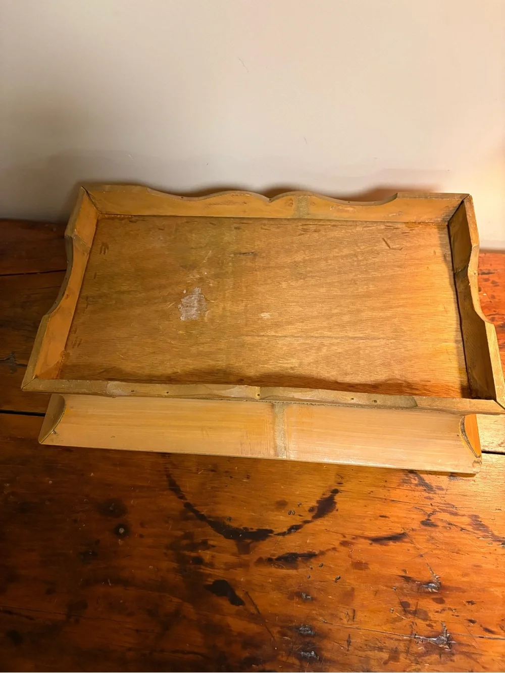 Wood Toned Decorative Bamboo Serving Tray - Natural Brown Centerpiece Display